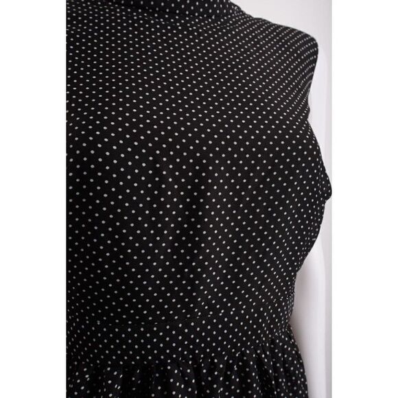 Liza Luxe Women Dress A-line 1X Black White Polka Dot Knee Length Sleeveless NWT - Picture 3 of 6